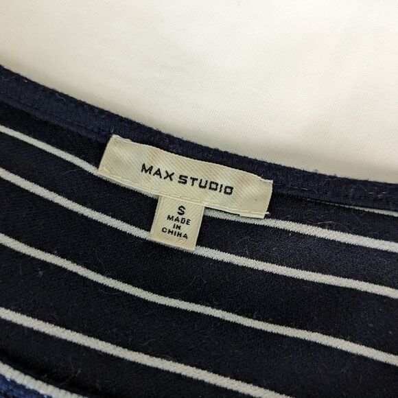 Max Studio Ruffled Short Bell Sleeve Striped Dress Size Small - Picture 7 of 10